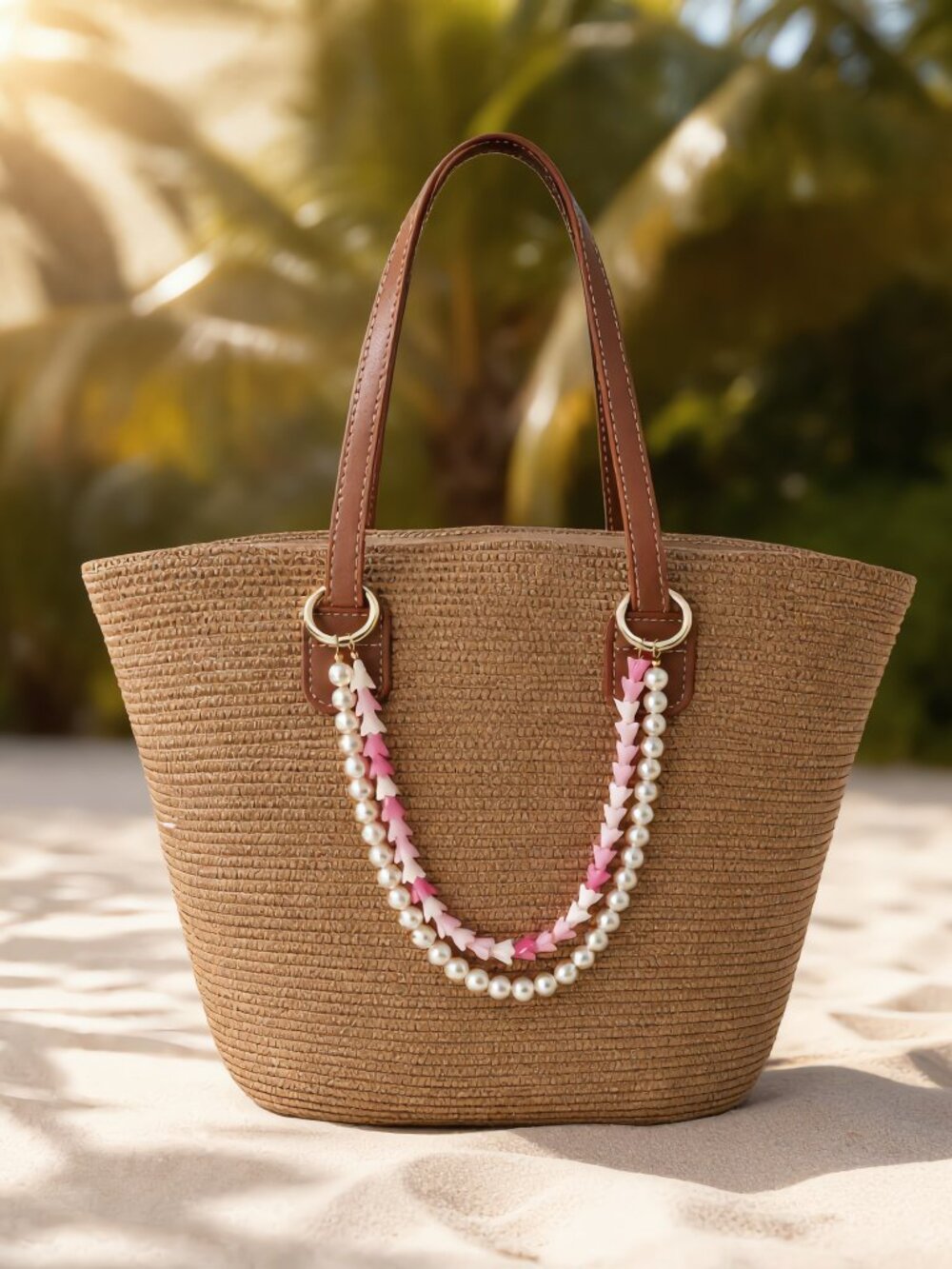 Hawaii Double Strand Bag Lei, Purse Lei Hanging Charm, Pakalana, Pearl